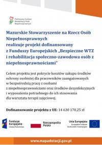 Projekt &quot;Bezpieczne WTZ i rehabilitacja społeczno-zawodowa osób z niepełnosprawnościami&quot;